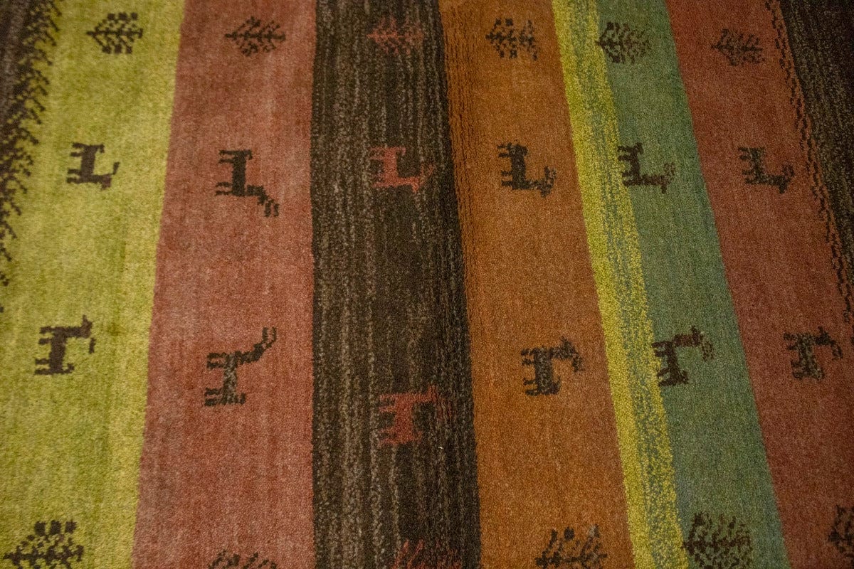 Multicolored Tribal Stripes 3X5 Gabbeh Persian Rug