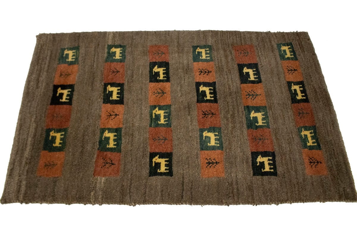 Brown Tribal Pictorial 3X4 Gabbeh Persian Rug