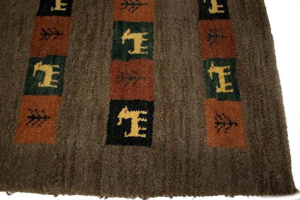 Brown Tribal Pictorial 3X4 Gabbeh Persian Rug