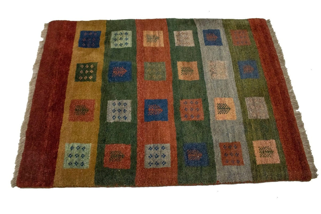 Multicolored Stripes Tribal 2'7X3'8 Gabbeh Persian Rug