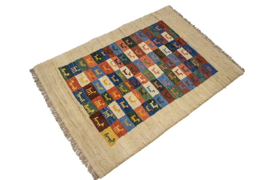 Border Checker Tribal 2'6X3'8 Gabbeh Persian Rug