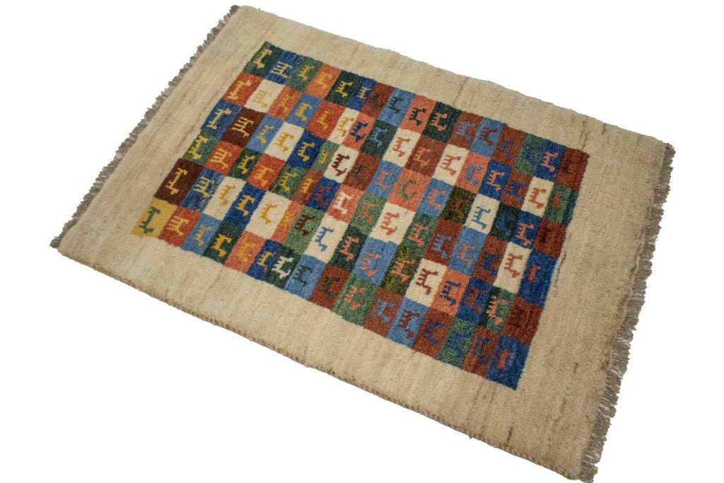 Border Checker Tribal 2'6X3'8 Gabbeh Persian Rug