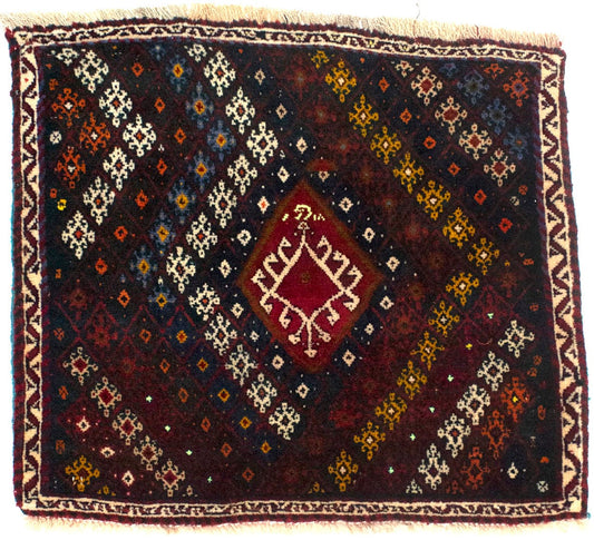 Charcoal Tribal 2X2 Abadeh Persian Square Rug