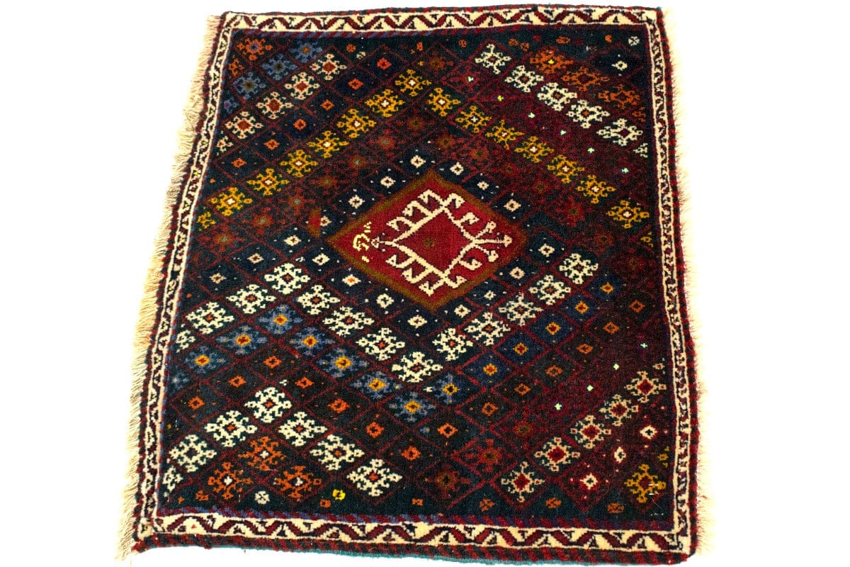 Charcoal Tribal 2X2 Abadeh Persian Square Rug