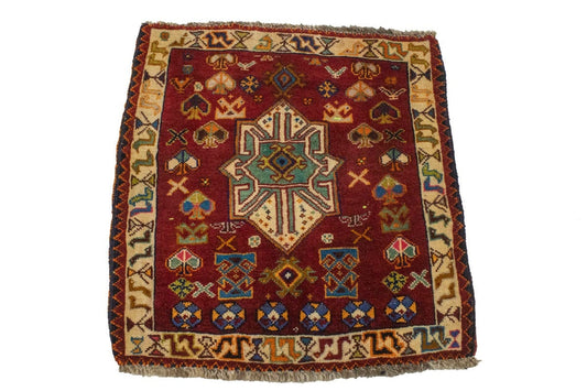 Vintage Tribal Red 2X2 Shiraz Persian Square Rug