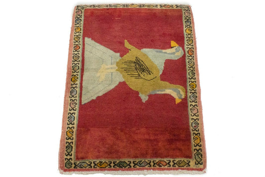 Semi Antique Pictorial Classic 2X2'6 Kashan Persian Rug