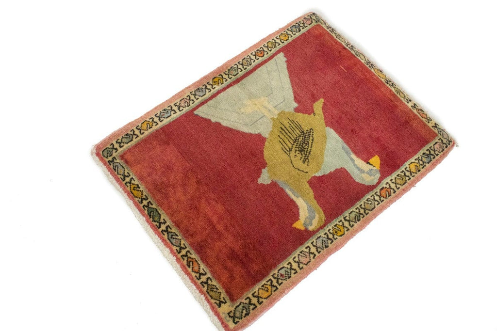 Semi Antique Pictorial Classic 2X2'6 Kashan Persian Rug