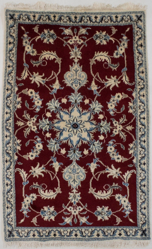 Red Traditional 3X5 Nain Kashmar Persian Rug