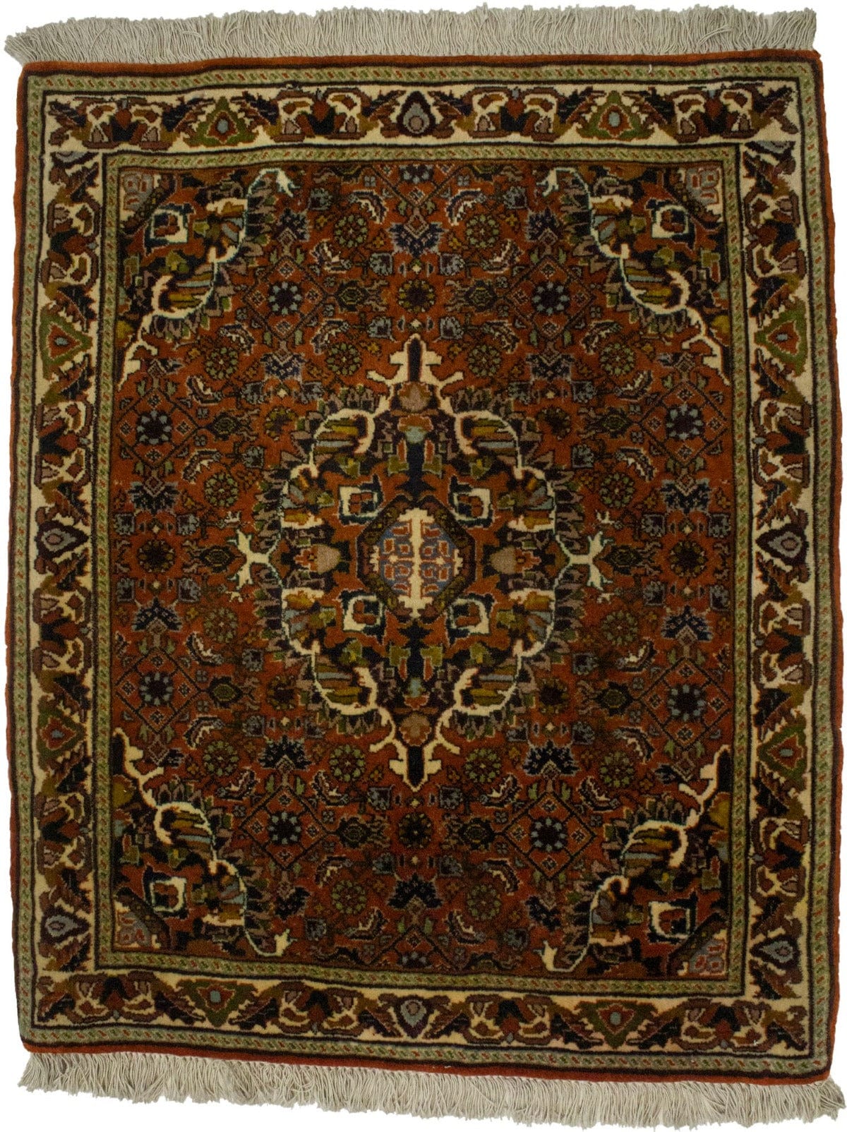 Rust Orange Floral 2X2 Bidjar Persian Square Rug