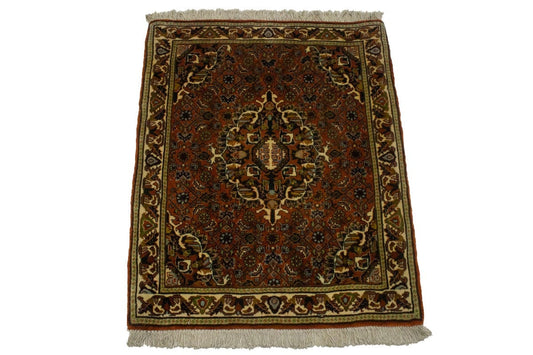 Rust Orange Floral 2X2 Bidjar Persian Square Rug