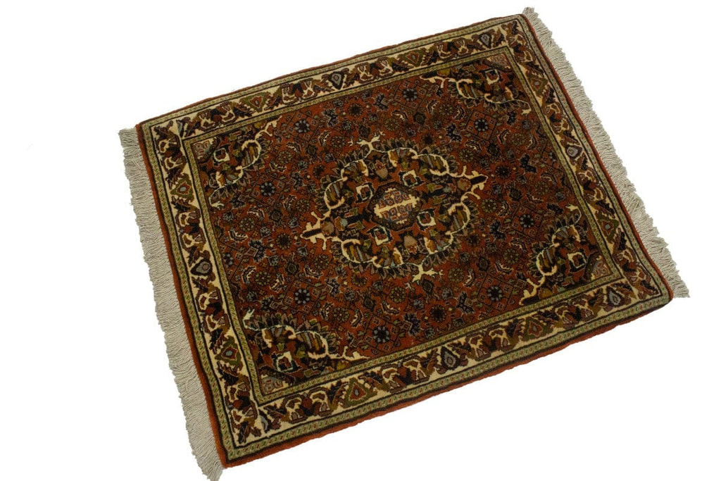 Rust Orange Floral 2X2 Bidjar Persian Square Rug