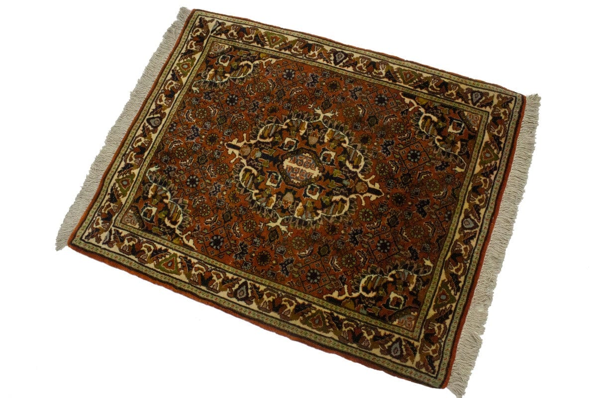 Rust Orange Floral 2X2 Bidjar Persian Square Rug