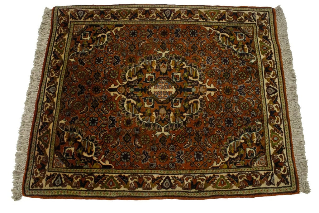 Rust Orange Floral 2X2 Bidjar Persian Square Rug