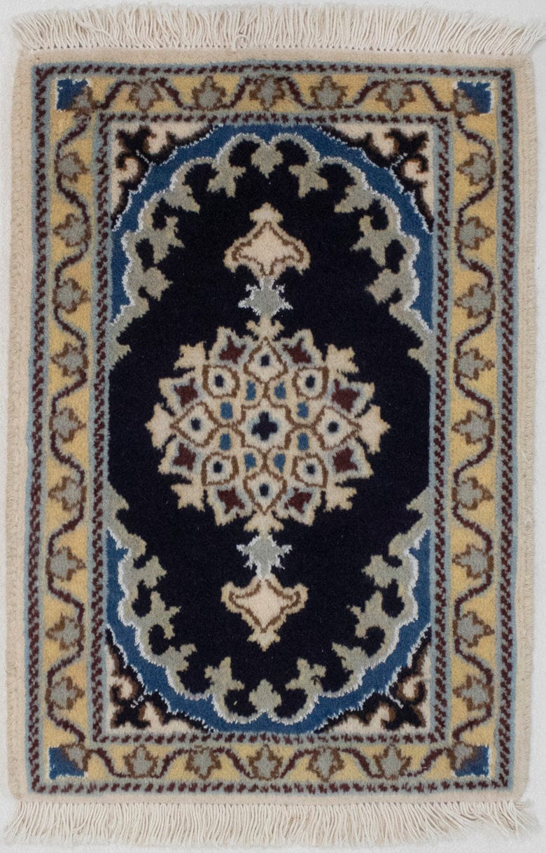 Navy Blue Traditional 1X2 Nain Persian Rug