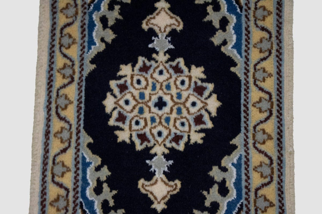 Navy Blue Traditional 1X2 Nain Persian Rug