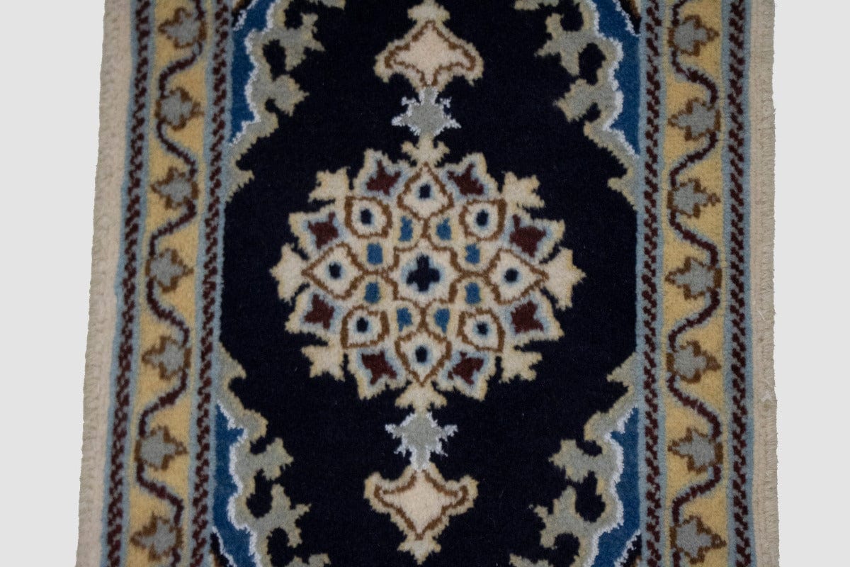 Navy Blue Traditional 1X2 Nain Persian Rug