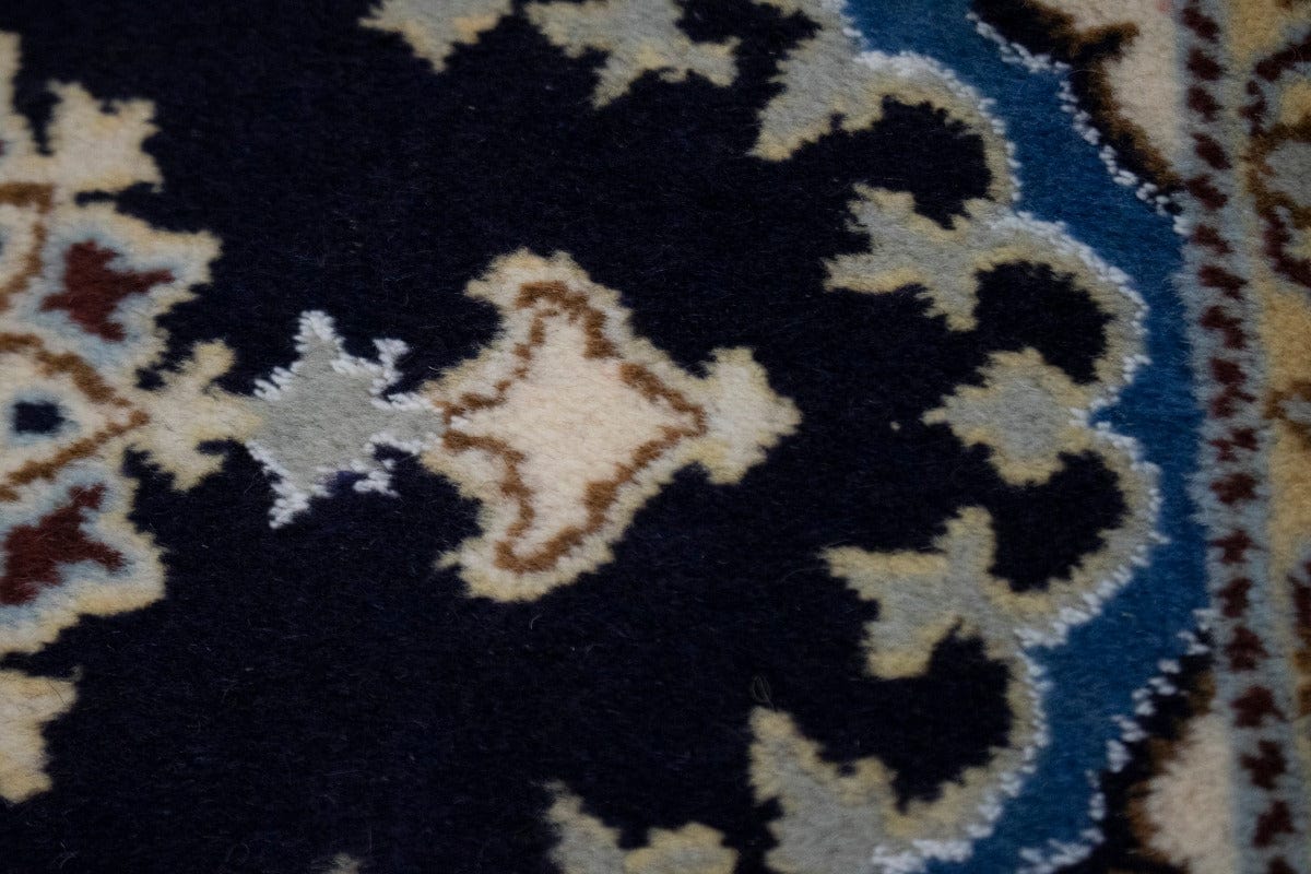 Navy Blue Traditional 1X2 Nain Persian Rug