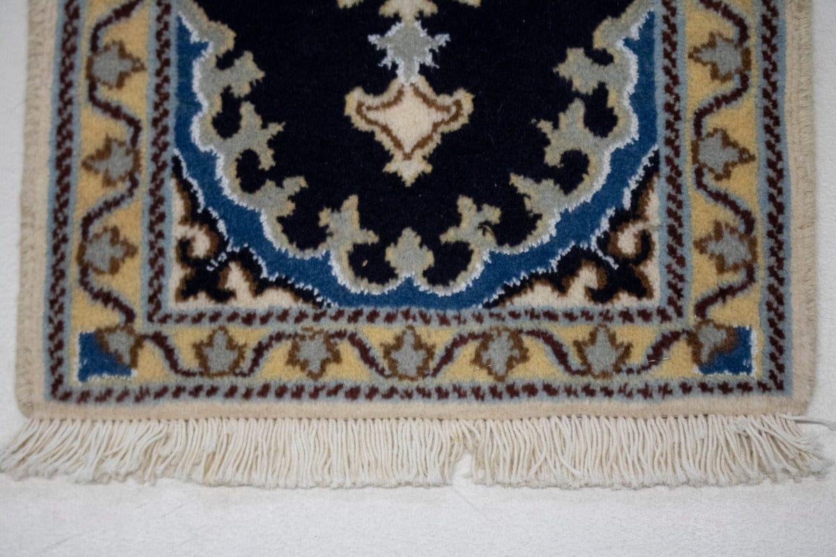 Navy Blue Traditional 1X2 Nain Persian Rug