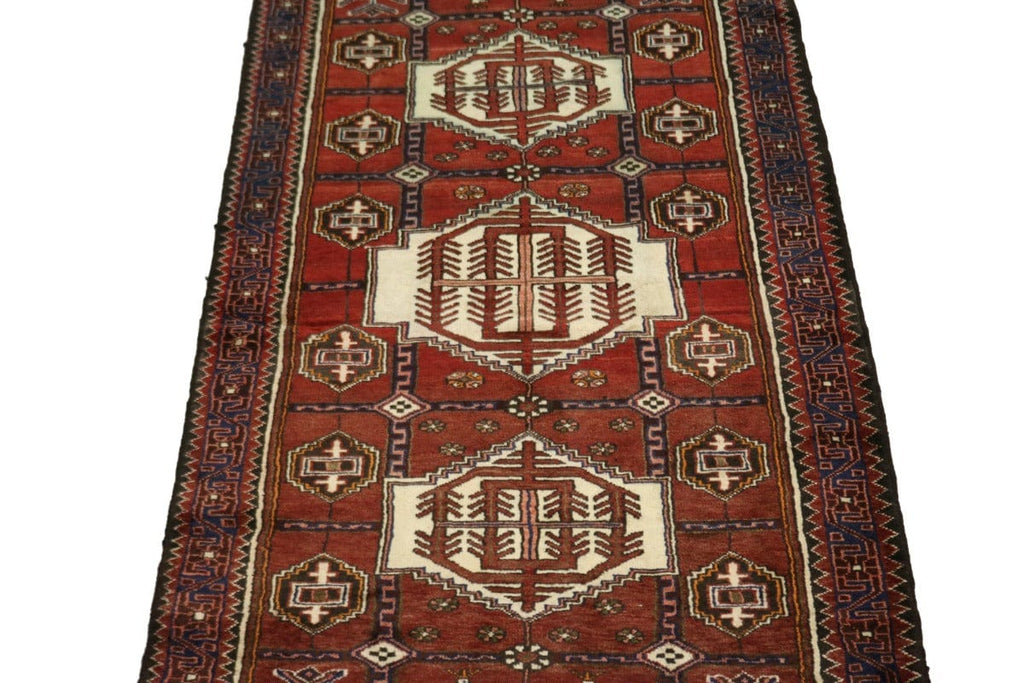 Vintage Red Tribal 4X10 Dorzajan Hamedan Persian Runner Rug