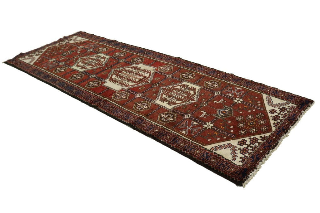 Vintage Red Tribal 4X10 Dorzajan Hamedan Persian Runner Rug