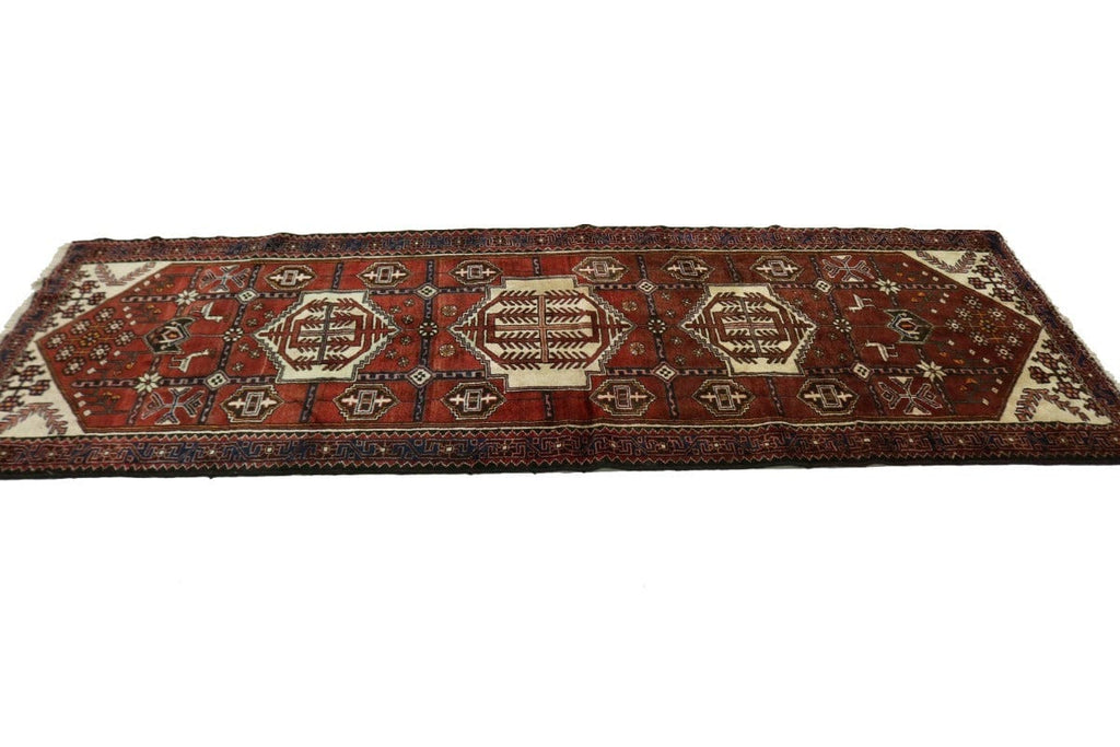 Vintage Red Tribal 4X10 Dorzajan Hamedan Persian Runner Rug