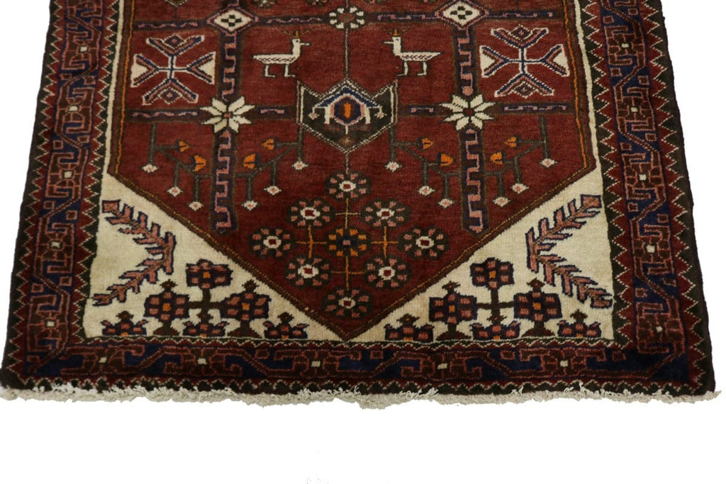 Vintage Red Tribal 4X10 Dorzajan Hamedan Persian Runner Rug