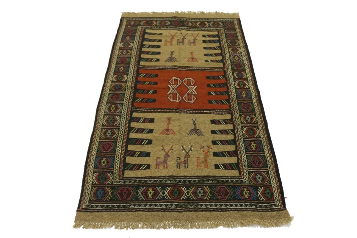 Khaki Tribal 3X6 Sumak Herati Persian Rug