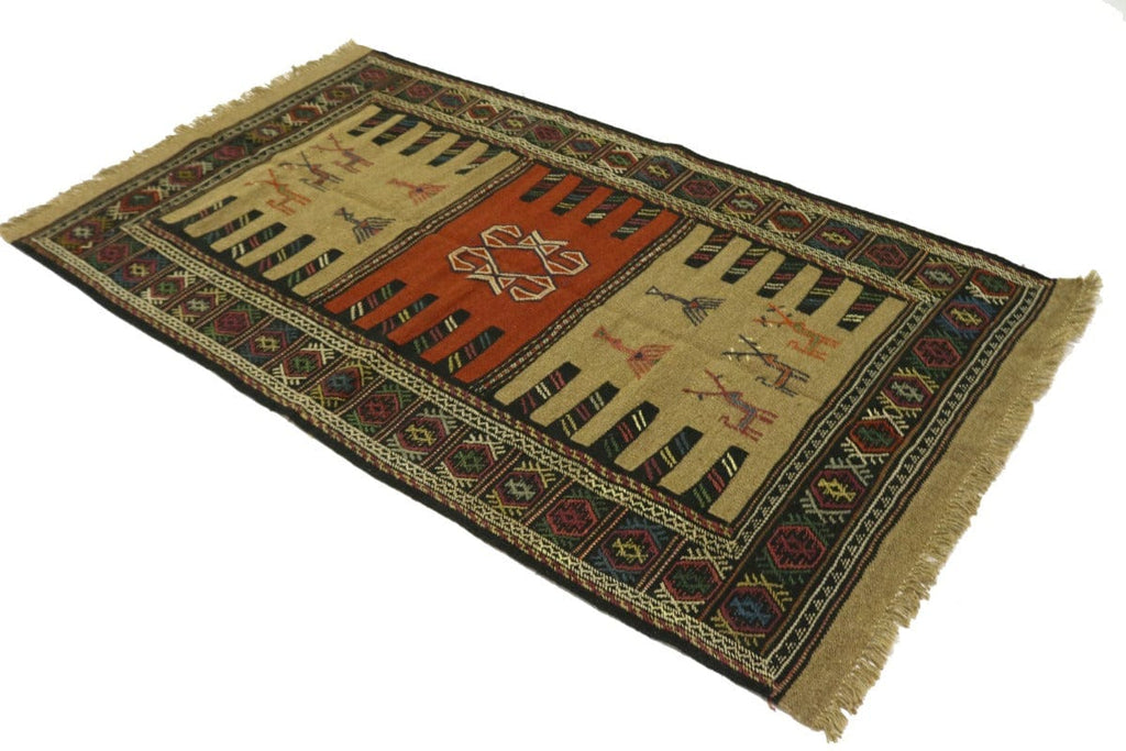 Khaki Tribal 3X6 Sumak Herati Persian Rug