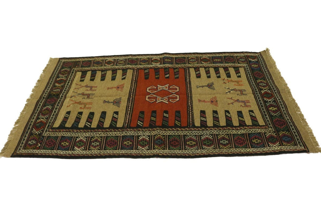 Khaki Tribal 3X6 Sumak Herati Persian Rug