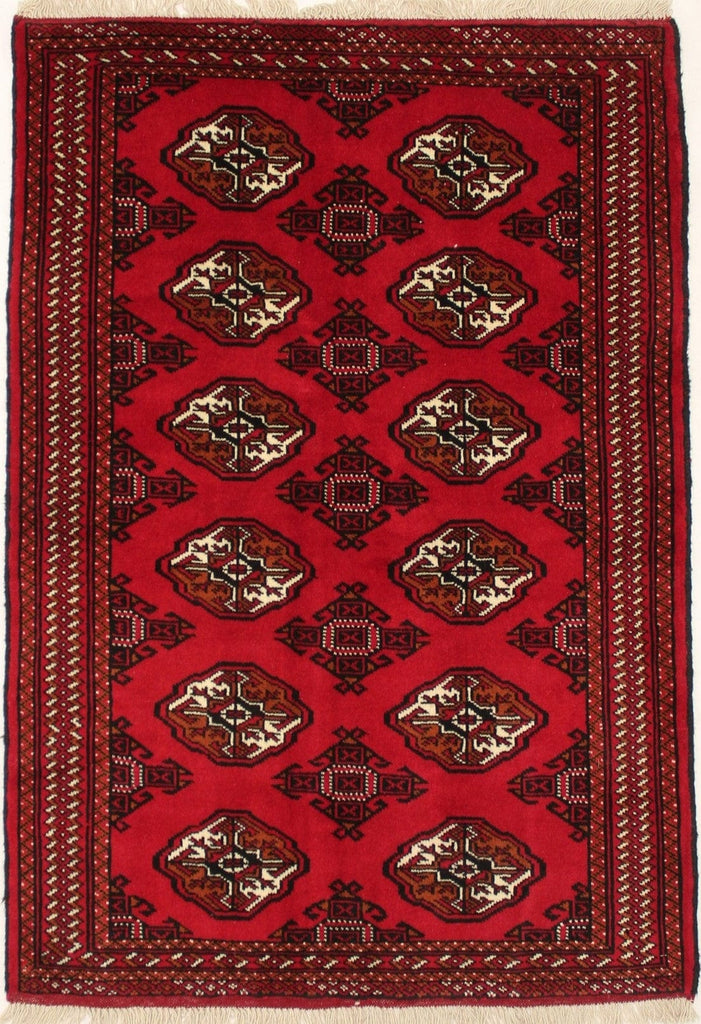 Red Tribal 3X5 Turkoman Ghoochan Persian Rug