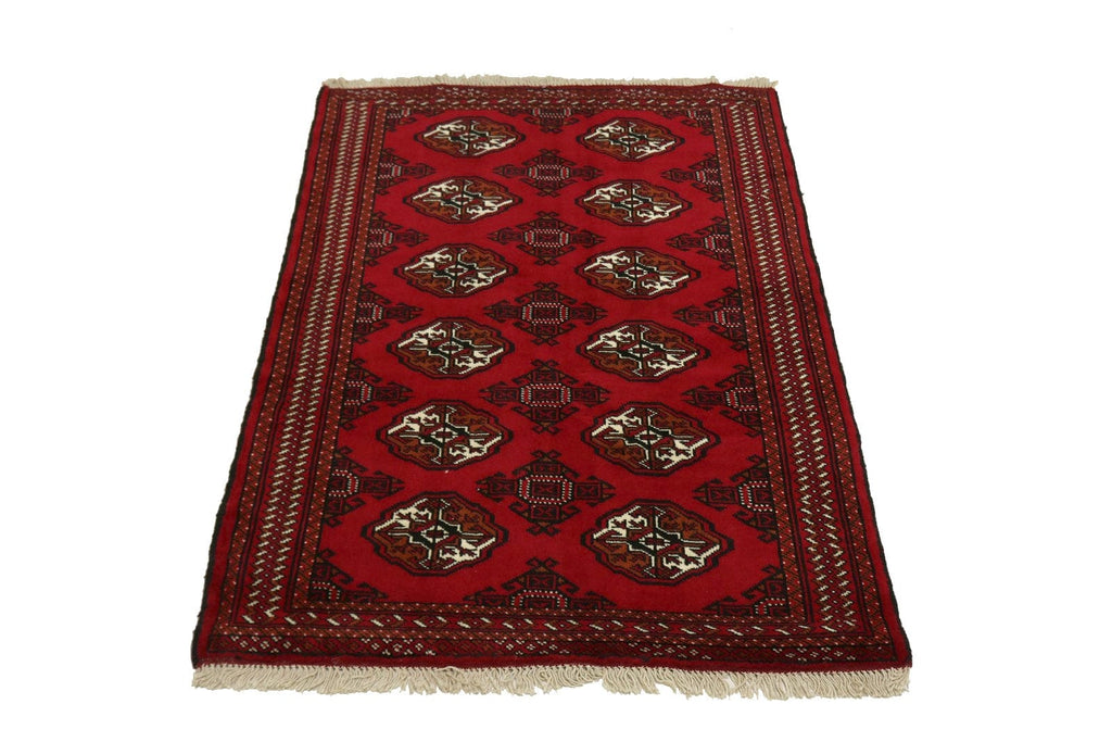 Red Tribal 3X5 Turkoman Ghoochan Persian Rug