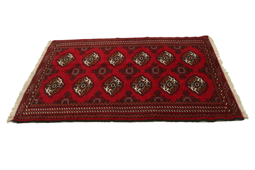 Red Tribal 3X5 Turkoman Ghoochan Persian Rug