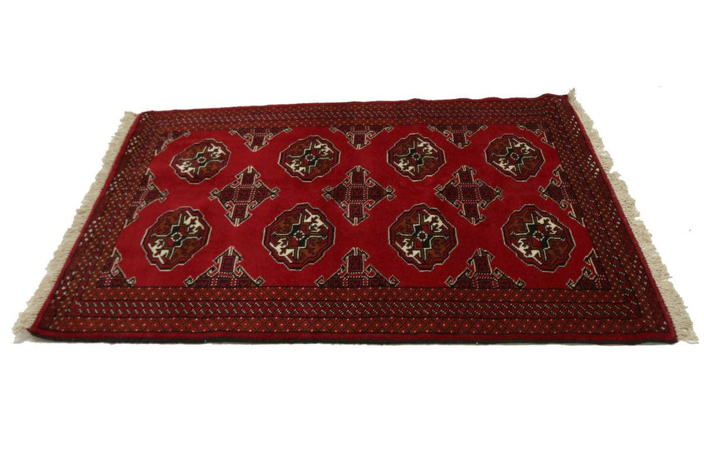 Scarlet Red Tribal 3X5 Turkoman Ghoochan Persian Rug