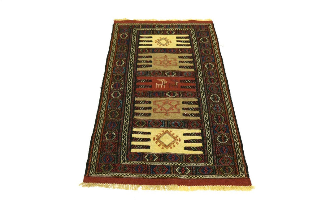 Charcoal Tribal 3X6 Sumak Herati Oriental Rug