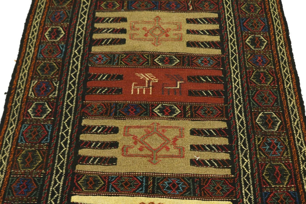 Charcoal Tribal 3X6 Sumak Herati Oriental Rug