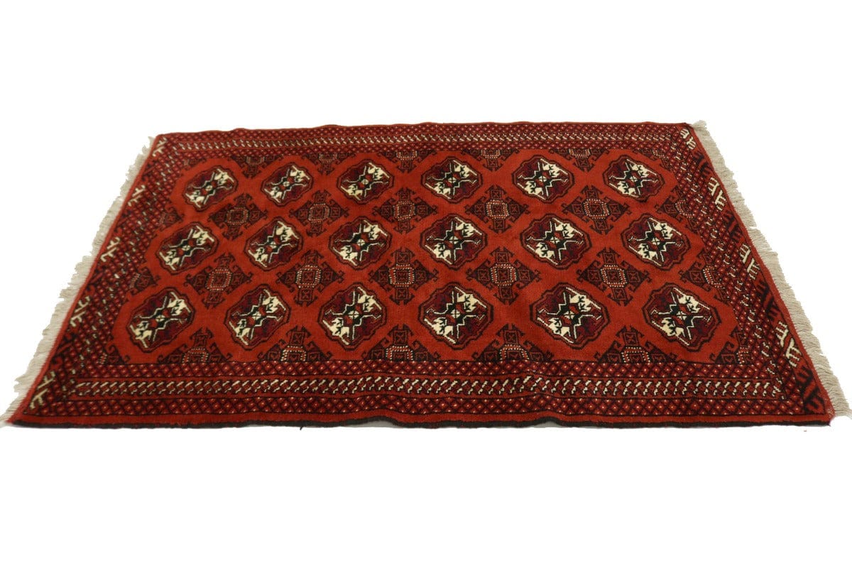 Scarlet Red Tribal 4X6 Turkoman Persian Rug