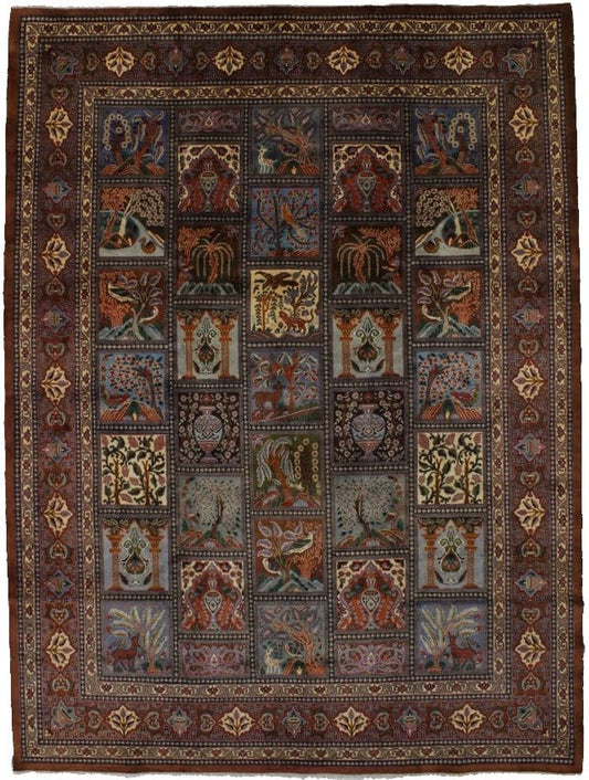 Vintage Brown Traditional 10X13'5 Kashmar Persian Rug