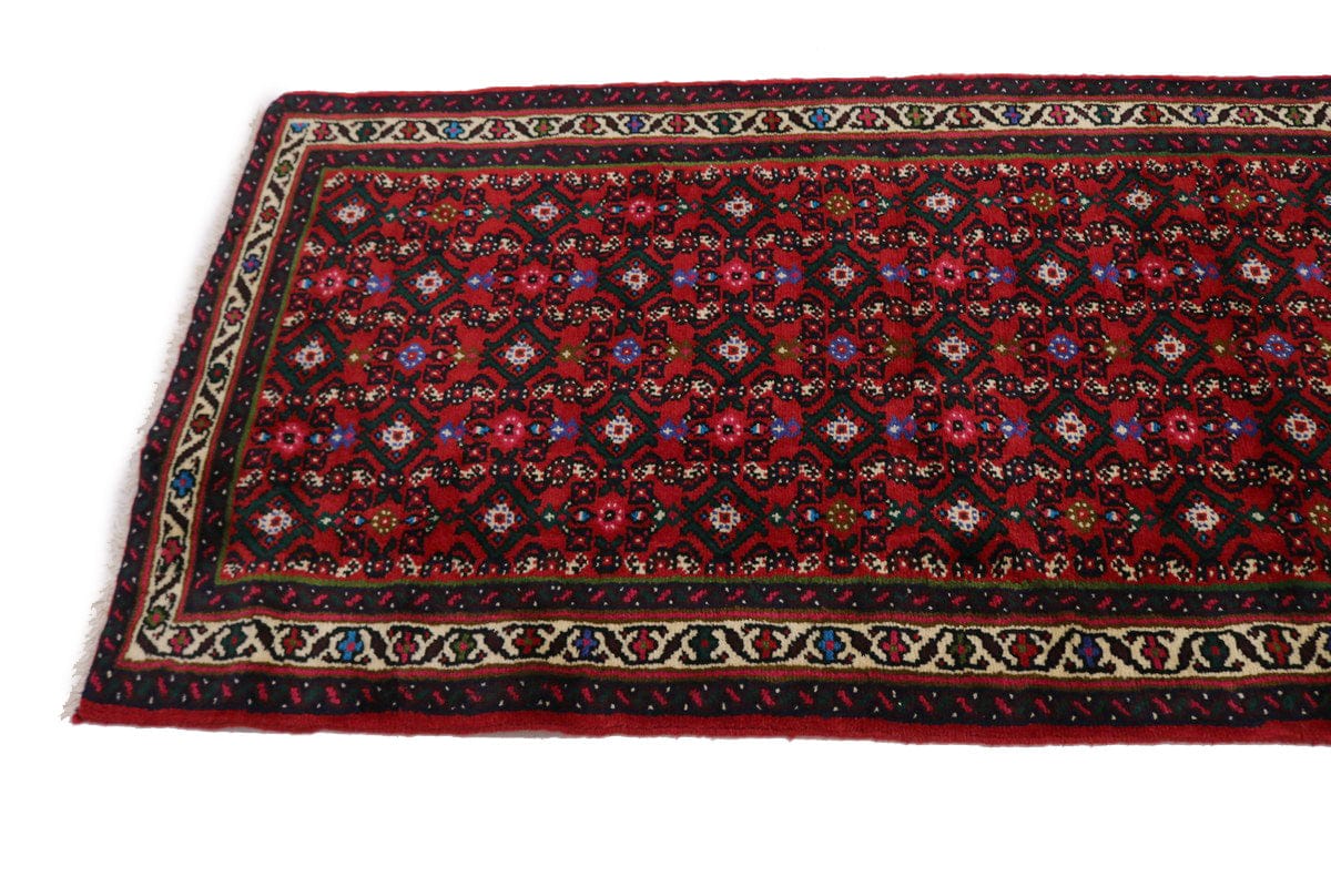 Red Tribal Palatial 3X33 Hamedan Persian Runner Rug