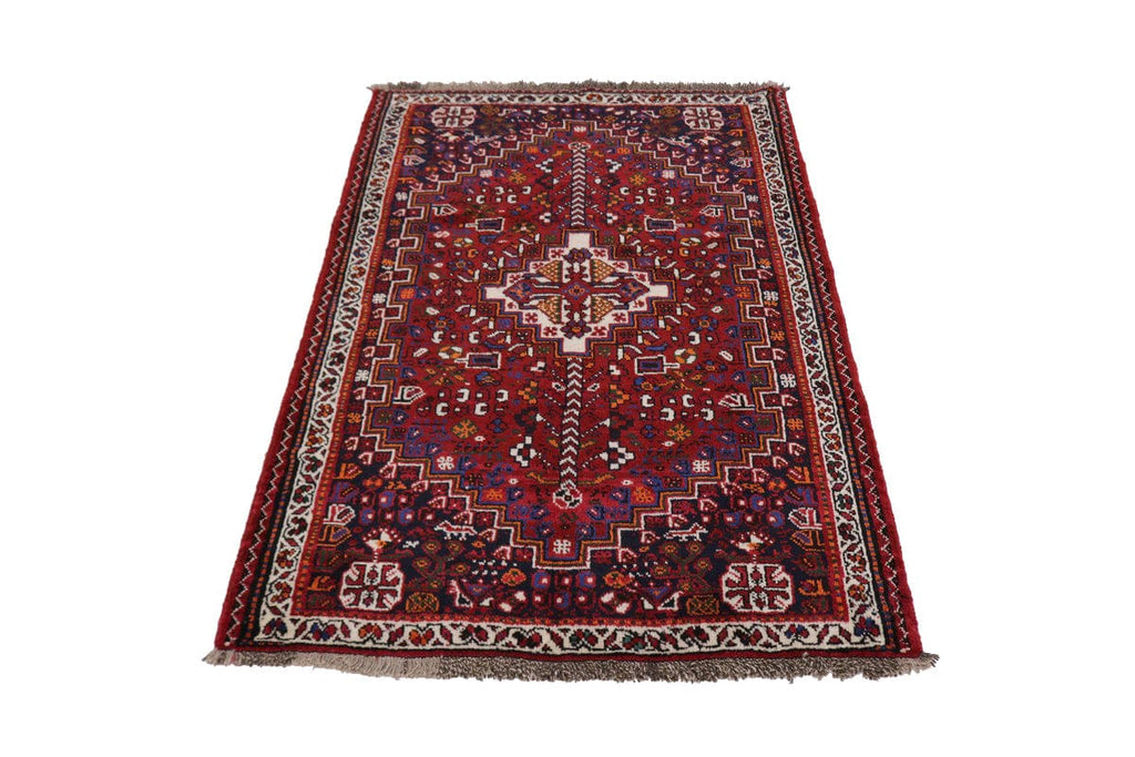 Red Tribal 4X5 Shiraz Persian Rug