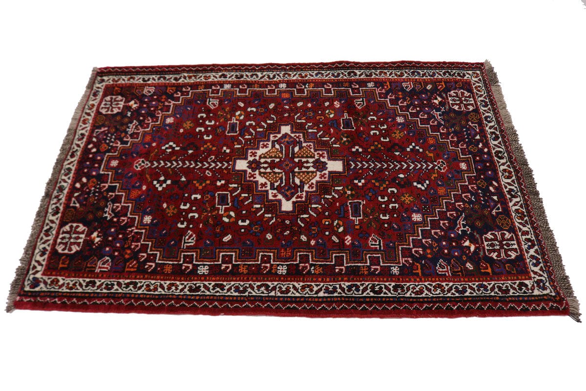 Red Tribal 4X5 Shiraz Persian Rug