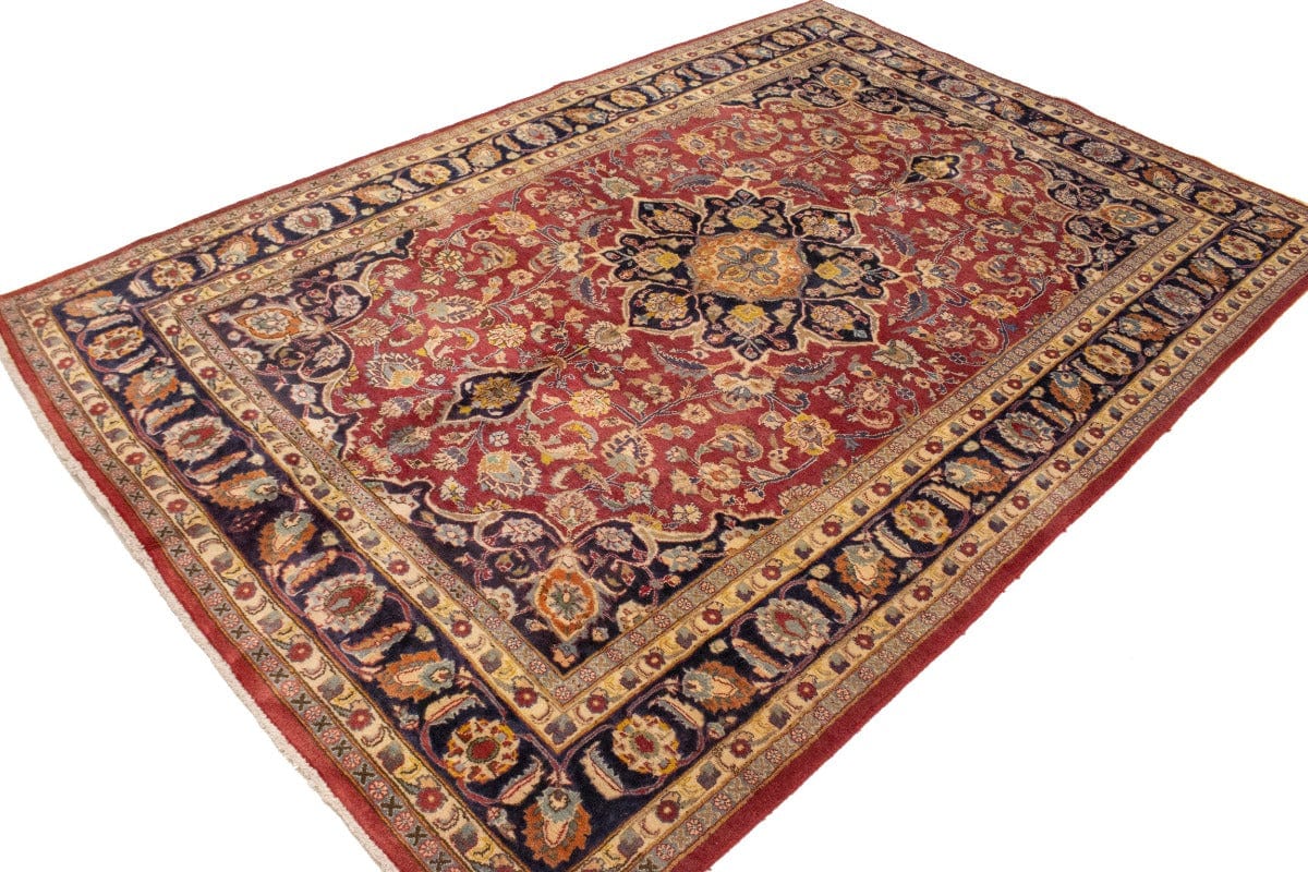 Vintage Red Traditional 6'5X9'6 Mashad Persian Rug
