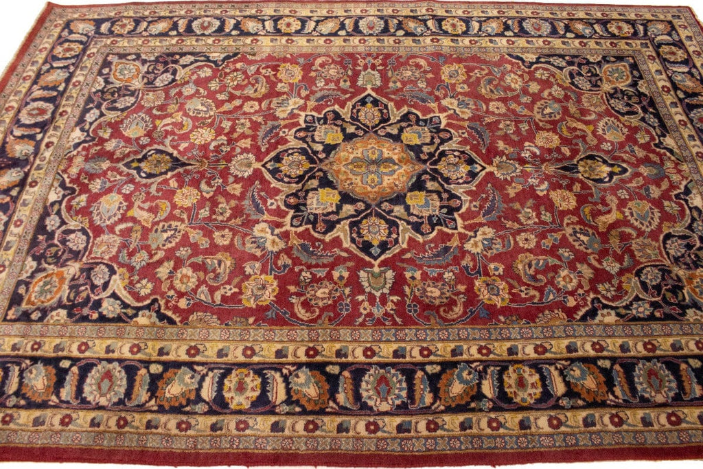 Vintage Red Traditional 6'5X9'6 Mashad Persian Rug