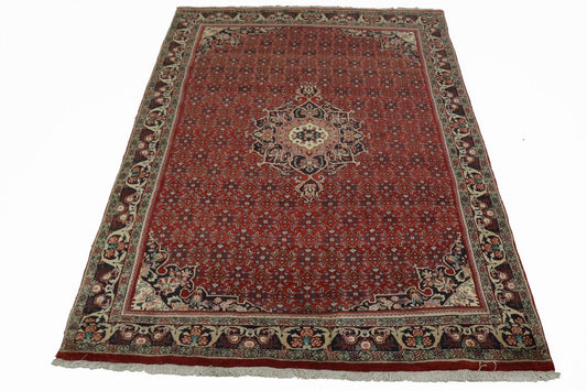 Vintage Red Floral 7X11 Bidjar Halvaei Persian Rug