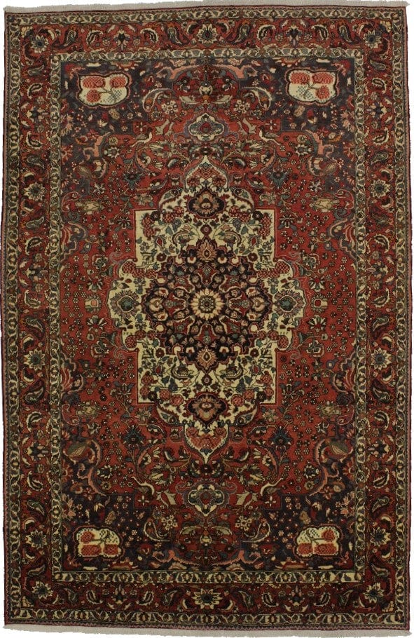 Vintage Bittersweet Red Floral 7X11 Bakhtiari Persian Rug