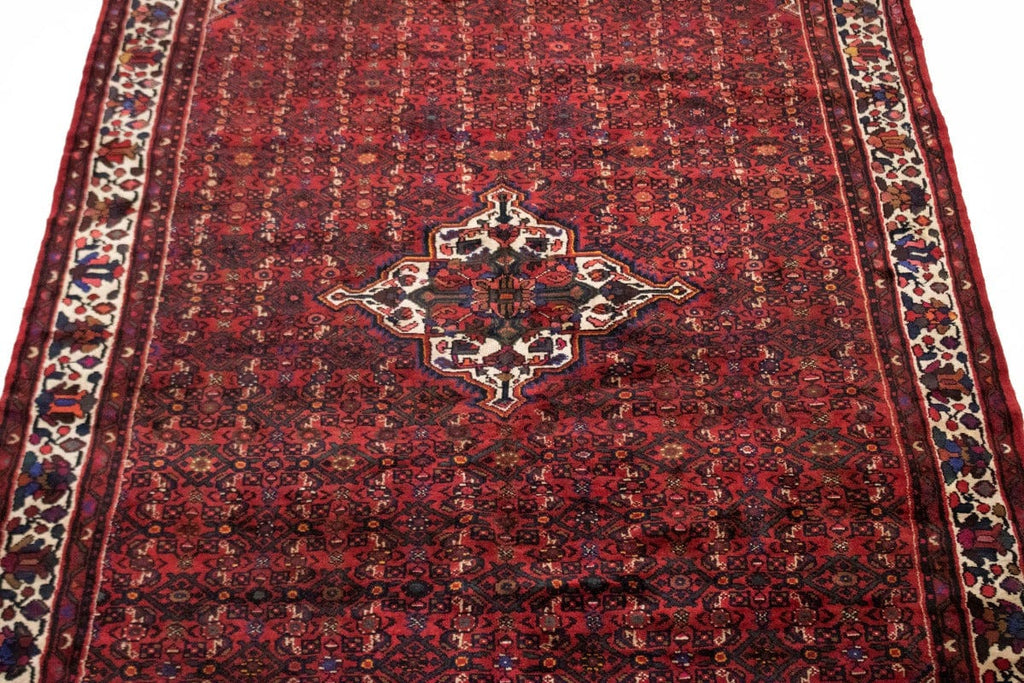 Vintage Red Tribal 7X11 Hossainabad Persian Rug