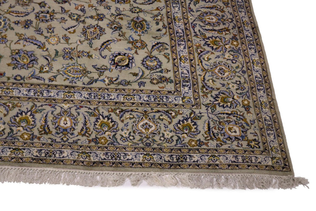 Vintage Sage Green Traditional 10X13 Kashan Persian Rug