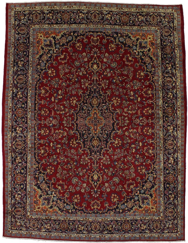 Vintage Red Traditional 10X13 Mashad Persian Rug