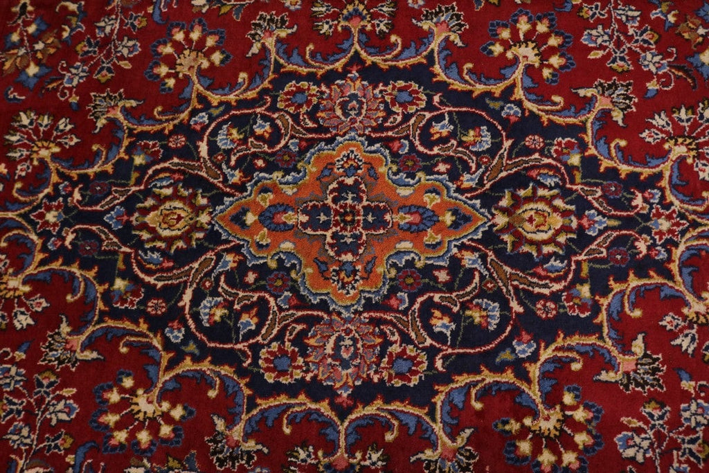 Vintage Red Traditional 10X13 Mashad Persian Rug