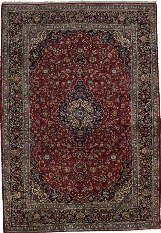 Vintage Red Traditional 9X13 Kashan Persian Rug