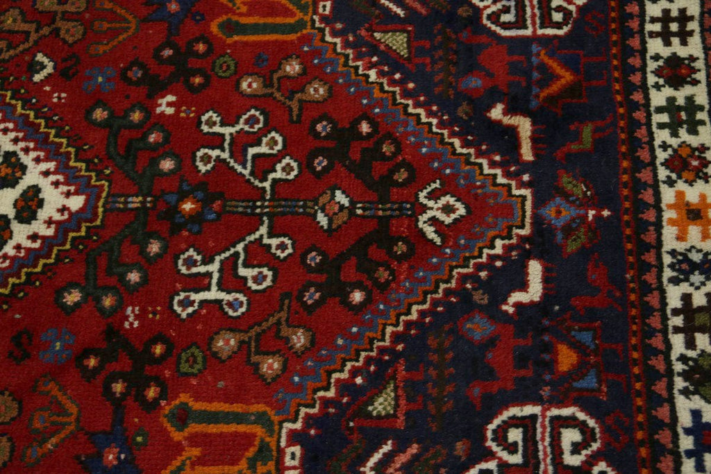 Red Tribal 3'5X5 Shiraz Persian Rug